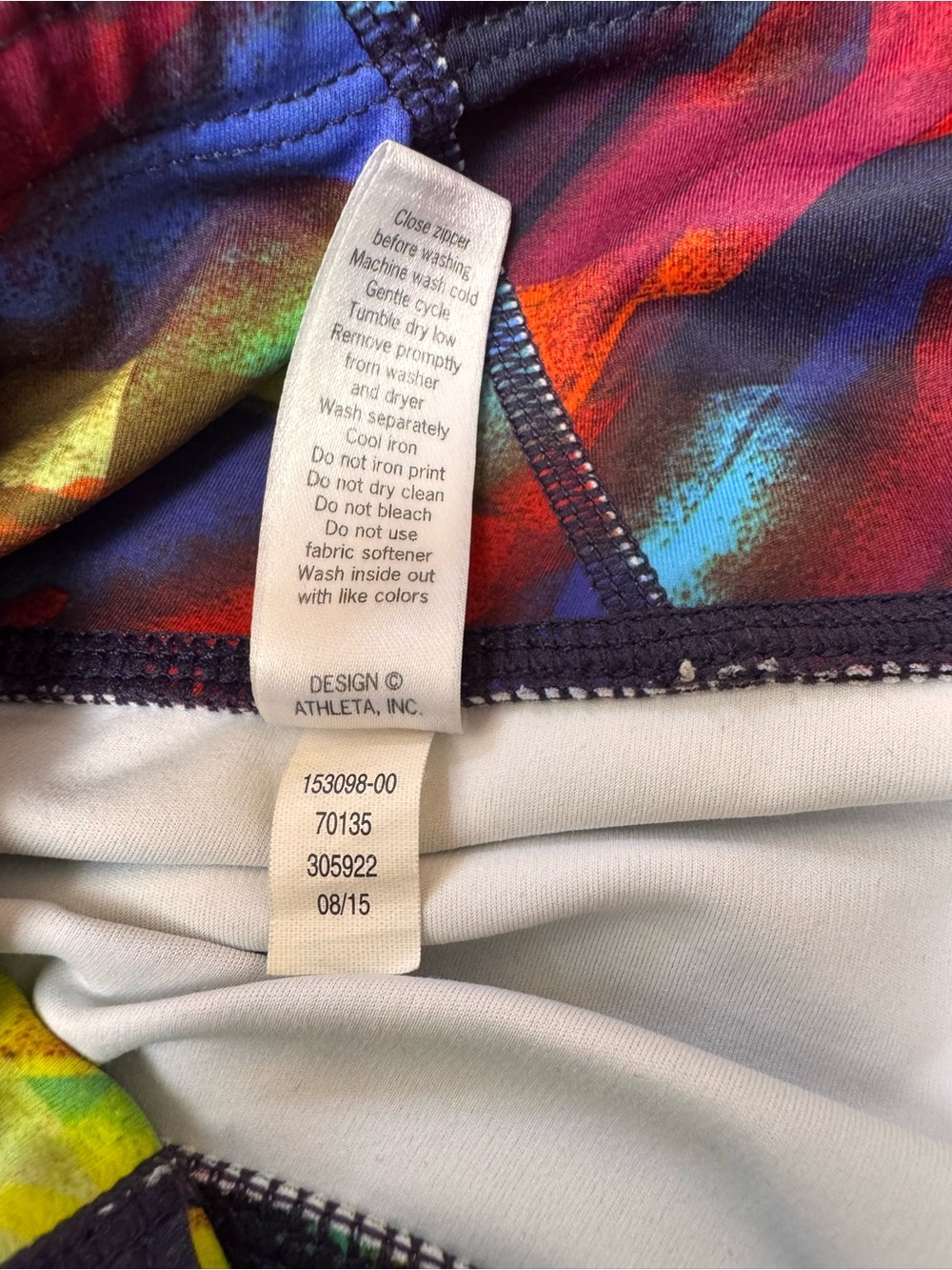 Athleta Pixel Print Running Leggings Medium Hidden Zip Pocket Colorful - Picture 6 of 6